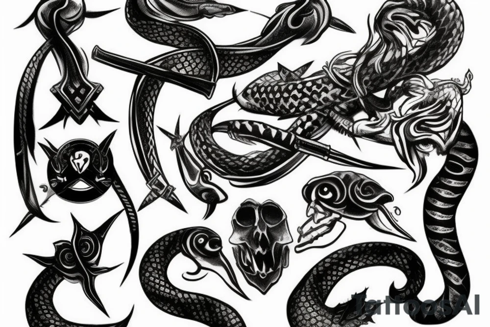 snake
dagger tattoo idea