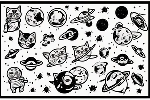 Cat and dog in space tattoo idea