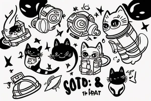 Cat and dog in space tattoo idea