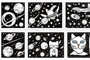 Cat and dog in space tattoo idea