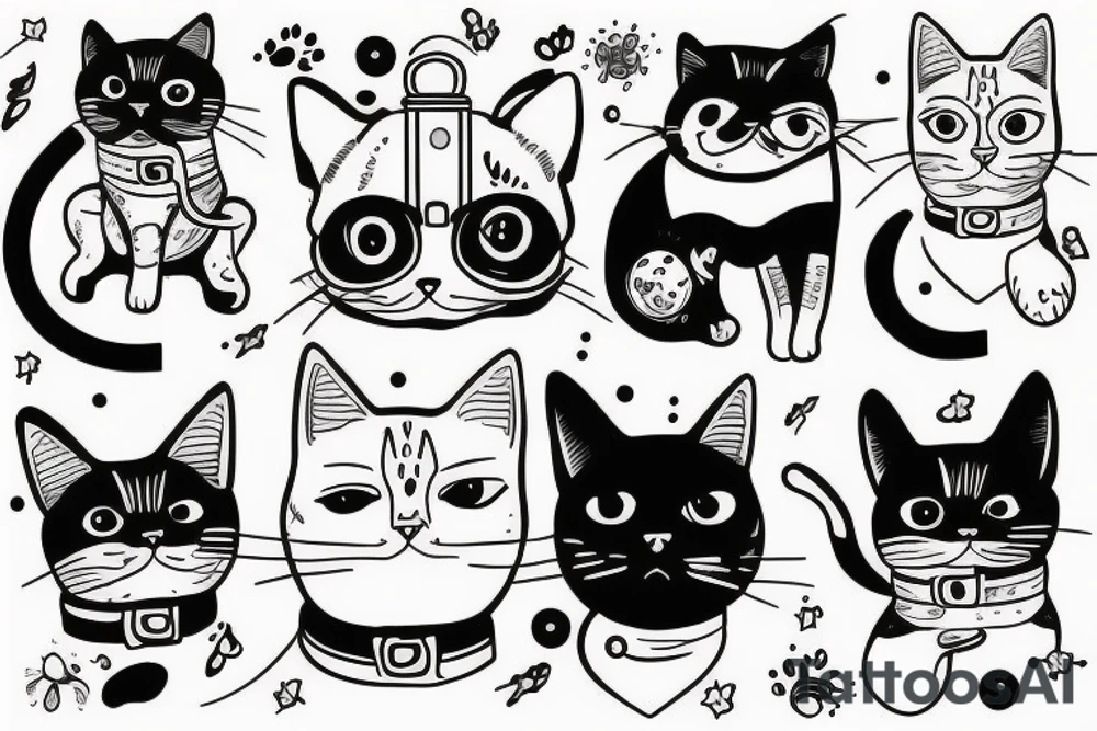 Cat and dog in space tattoo idea