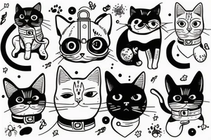 Cat and dog in space tattoo idea