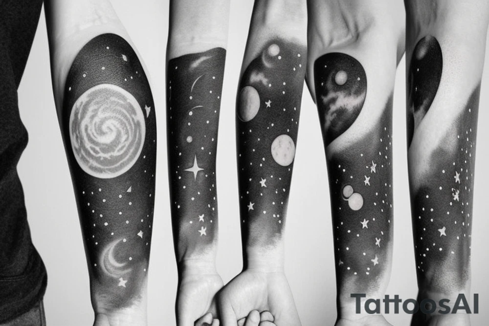 simple astronomy theme for forearm tattoo idea