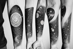 simple astronomy theme for forearm tattoo idea