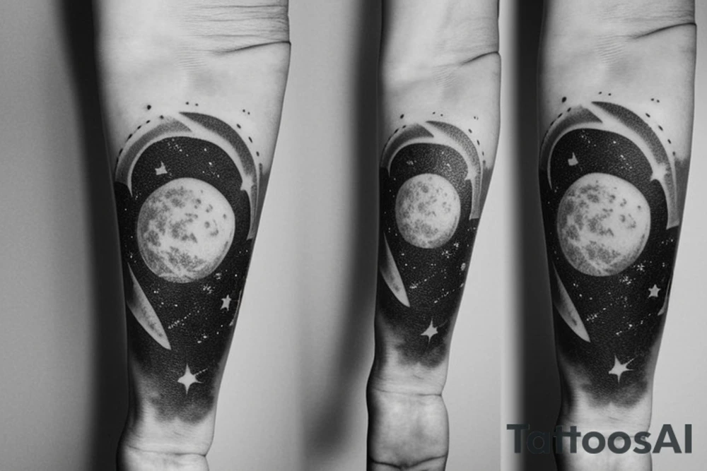 simple astronomy theme for forearm tattoo idea