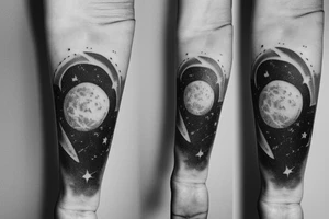 simple astronomy theme for forearm tattoo idea