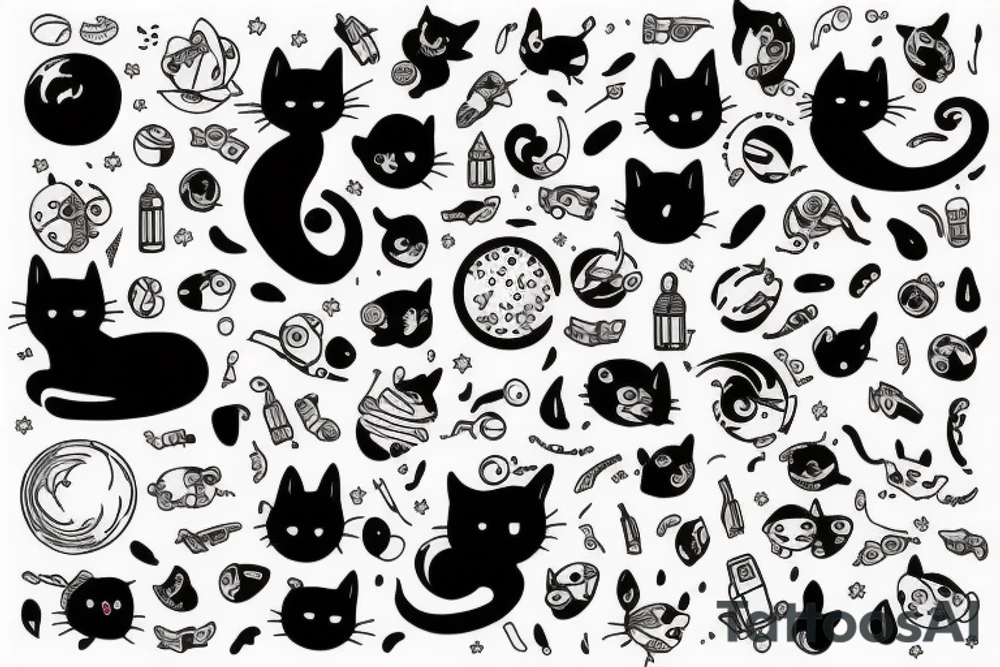 Cat and dog in space tattoo idea
