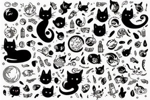 Cat and dog in space tattoo idea