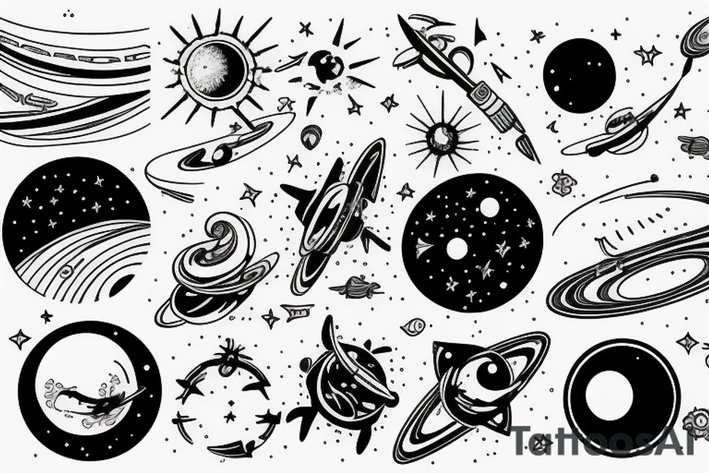 simple astronomy theme for forearm tattoo idea