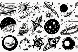 simple astronomy theme for forearm tattoo idea