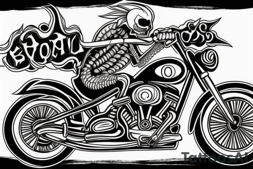 a skeleton riding a motorcycle tattoo idea