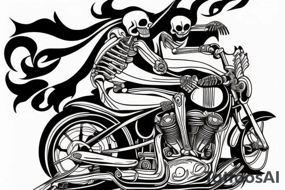 a skeleton riding a motorcycle tattoo idea
