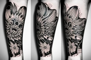 on arm over elbow tattoo idea