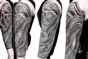 on arm over elbow tattoo idea