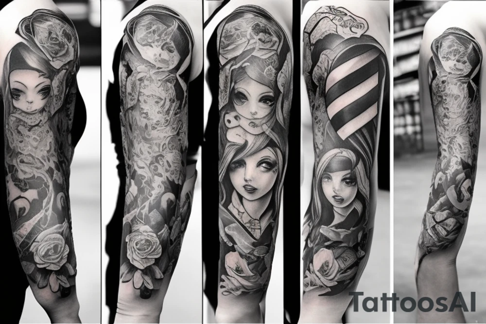 girls tattoo 
on arm over elbow tattoo idea