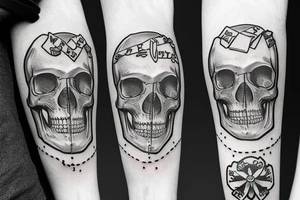 Skull with no excuses lettering tattoo idea