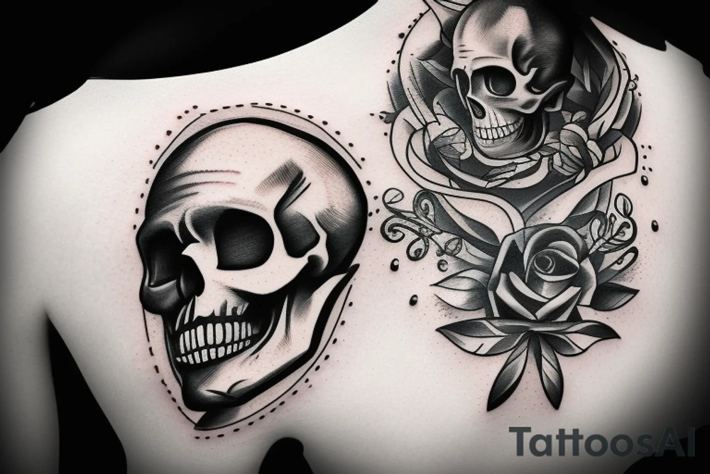 Skull with no excuses lettering tattoo idea