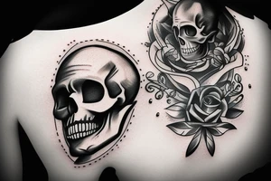 Skull with no excuses lettering tattoo idea