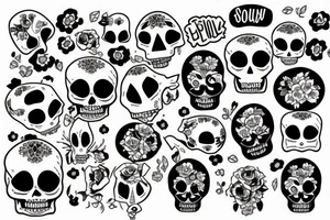 skull with no excuses lettering tattoo idea