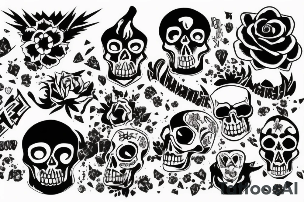 skull with no excuses lettering tattoo idea