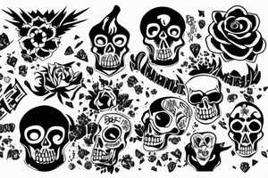 skull with no excuses lettering tattoo idea