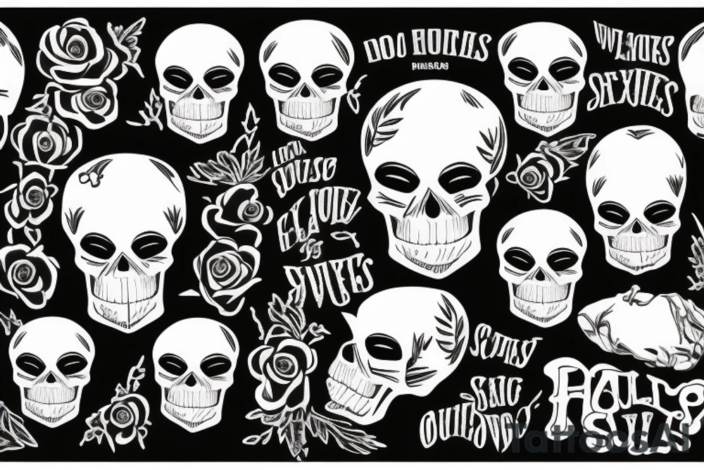skull with no excuses lettering tattoo idea