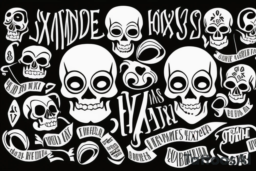 skull with no excuses lettering tattoo idea
