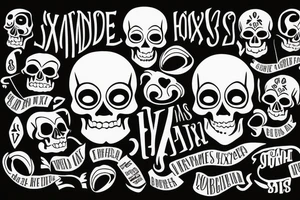 skull with no excuses lettering tattoo idea