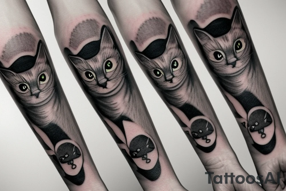 Black cat with a hat tattoo idea