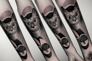 Black cat with a hat tattoo idea
