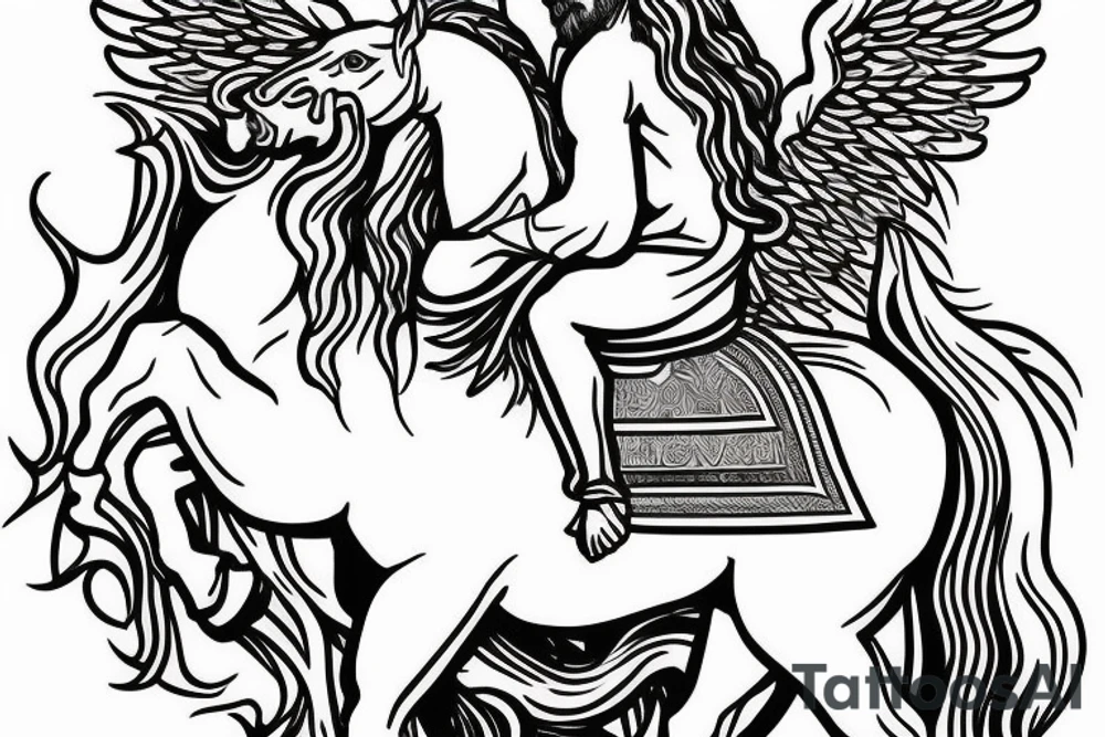 Jesus riding in on a white horse with angel armies behind him tattoo idea