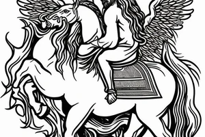 Jesus riding in on a white horse with angel armies behind him tattoo idea