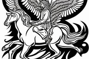 Jesus riding in on a white horse with angel armies behind him tattoo idea