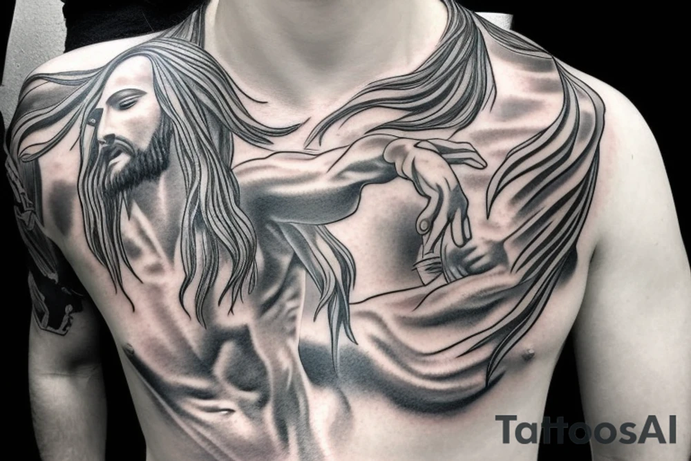 Jesus riding in on a white horse with angel armies behind him tattoo idea