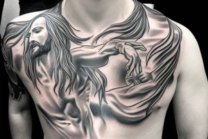 Jesus riding in on a white horse with angel armies behind him tattoo idea