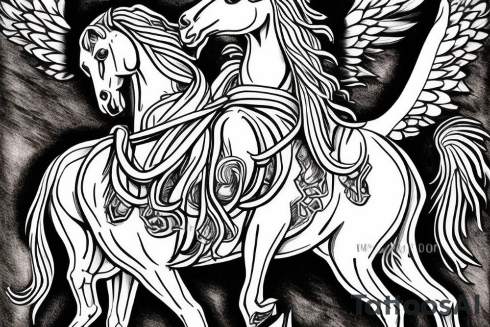 Jesus riding in on a white horse with angel armies behind him tattoo idea