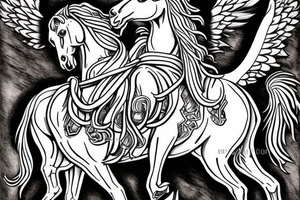 Jesus riding in on a white horse with angel armies behind him tattoo idea