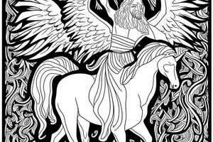 Jesus riding in on a white horse with angel armies behind him tattoo idea