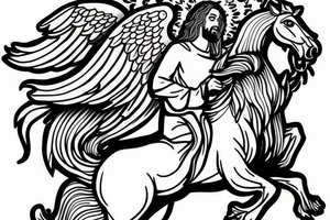 Jesus riding in on a white horse with angel armies behind him tattoo idea