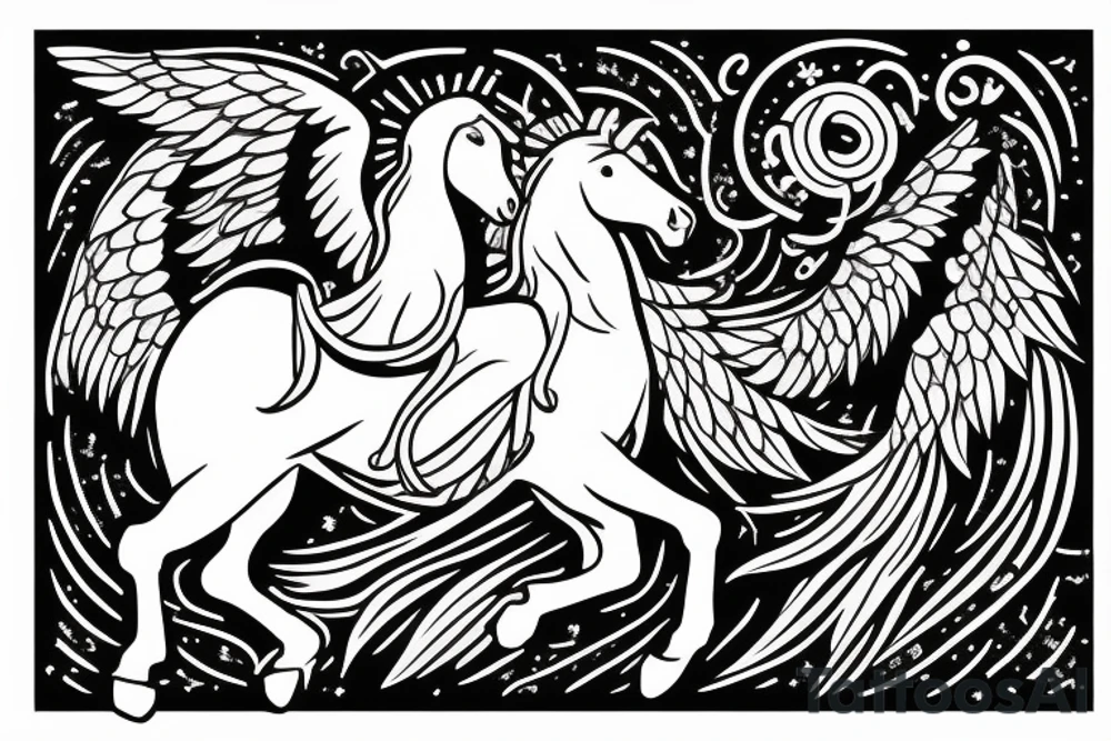 Jesus riding in on a white horse with angel armies behind him tattoo idea