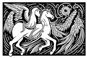 Jesus riding in on a white horse with angel armies behind him tattoo idea