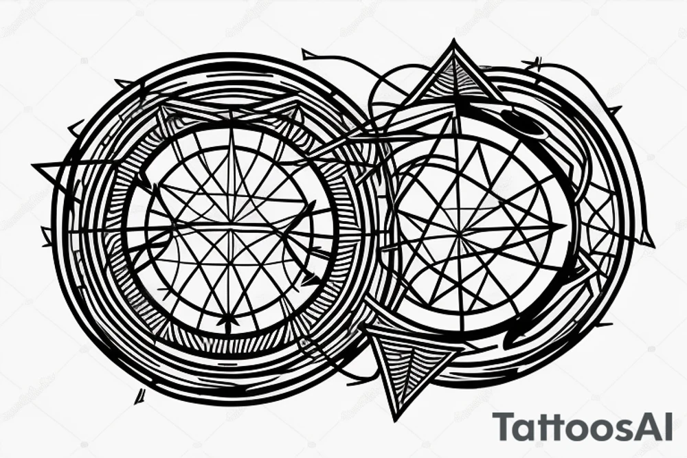 Circular arrow implementing the libra constellation, independence and some geometrical designs tattoo idea