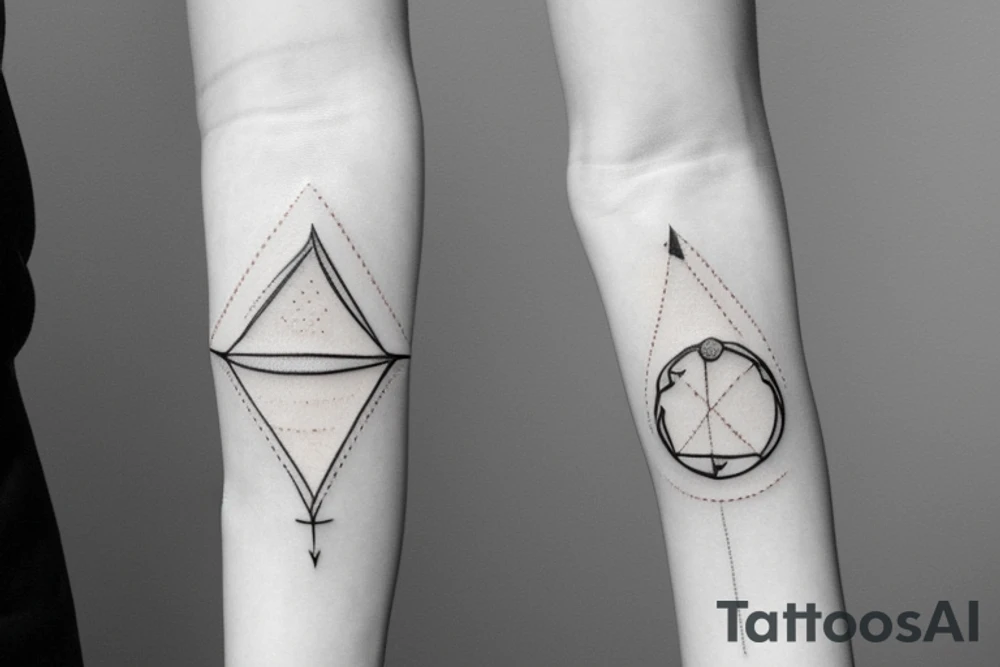 thin line circular arrow, Libra constellation tattoo idea thin line circular arrow, Libra constellation tattoo idea