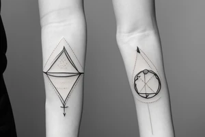 thin line circular arrow, Libra constellation tattoo idea