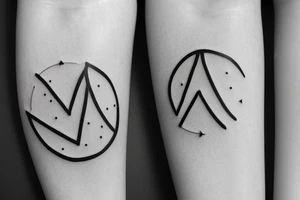 thin line circular arrow, Libra constellation tattoo idea