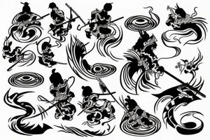 samurai traditional water Japanese tattoo idea