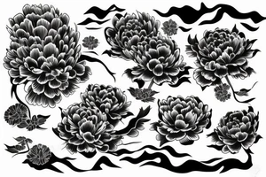 samurai traditional water Japanese peony tattoo idea