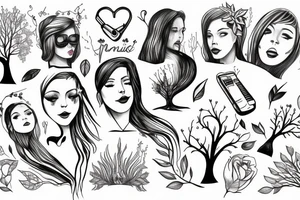 Woman , music , trees , tattoo idea