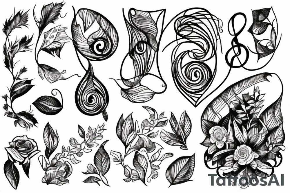 A life involving women, music, plants and design. tattoo idea