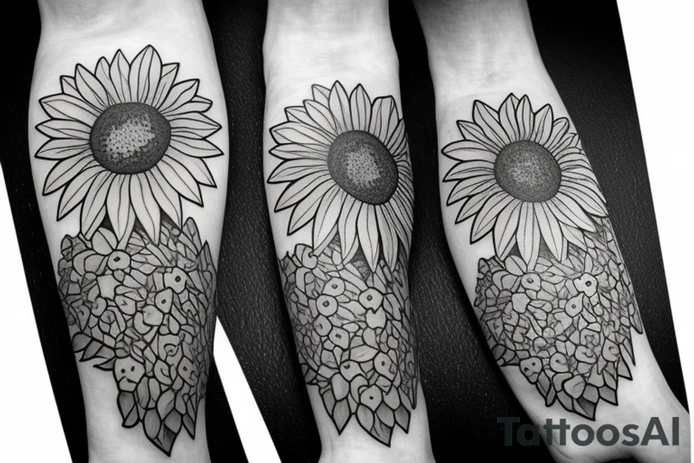 sunflower at the molecular level tattoo idea